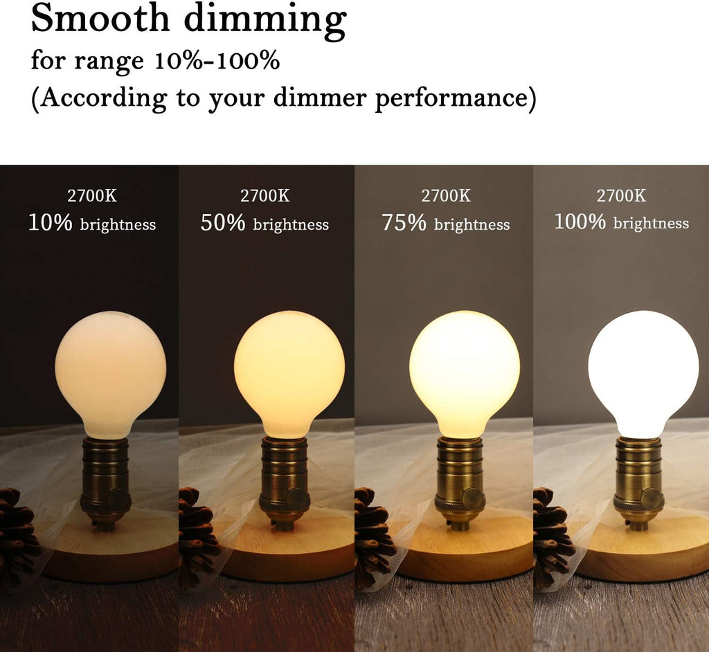G25 LED Globe Light Bulbs, 40W Equivalent, 2700K Warm White Bathroom, E26 Base, Milky Glass Vanity Round, Perfect