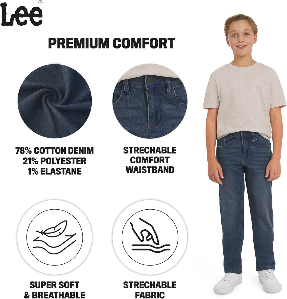 Boys' 5 Pocket Straight Fit Stretch Waist Denim Jeans