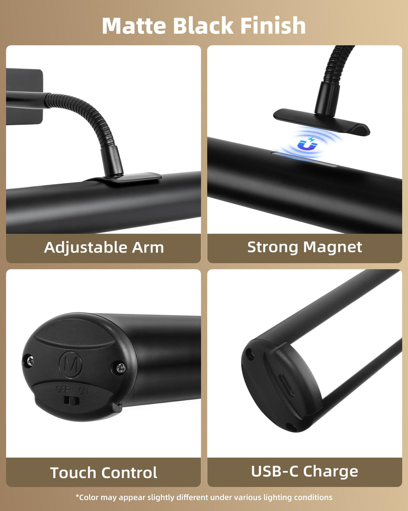16inch Picture Lights for Wall, 6000mAh Rechareable with Remote