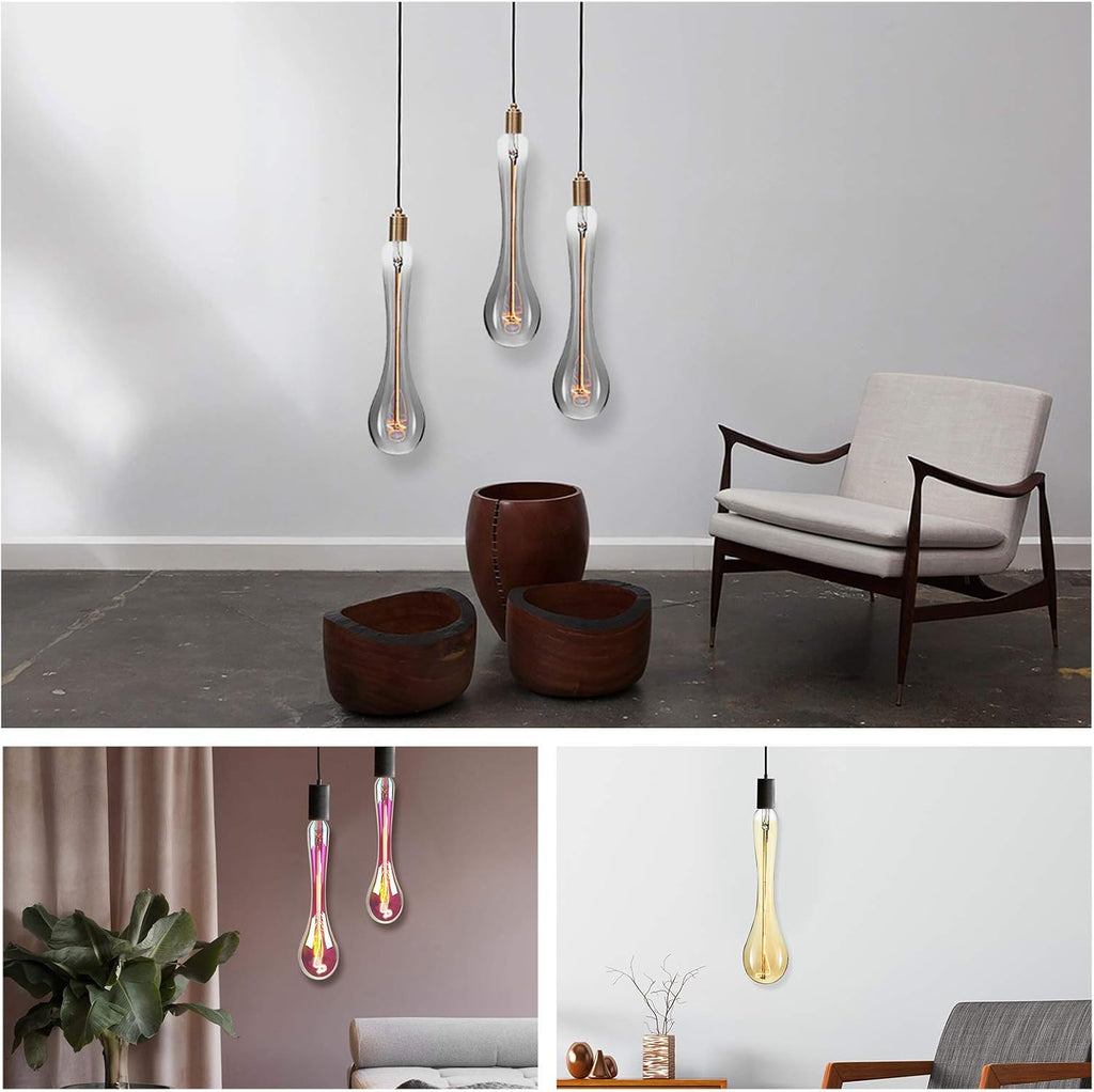 Decorative Oversized Edison Light Bulbs with E26 Base, Amber Glass, 4W Warm White 2200K, Dimmable, Large Led Filament