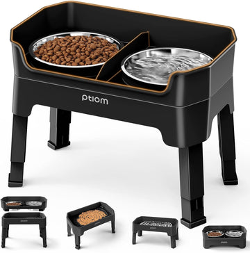 3-in-1 Elevated Dog Bowls Mess Proof Raised Slow Feeder Dog Bowls, 4 Height Adjustable Dog Bowl Stand Licking Plate