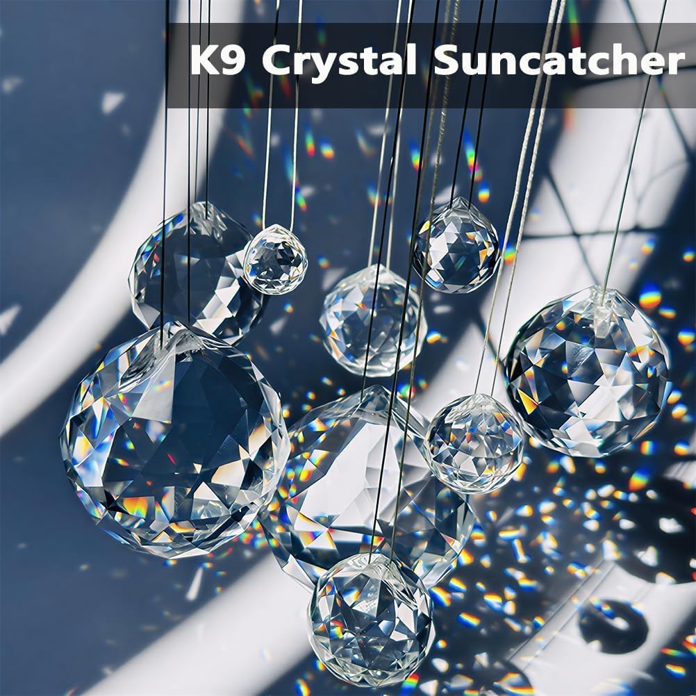 Sun Catcher with Chain & Hook for Easy Hanging - 4 Pack 40mm Rainbow Maker Prism