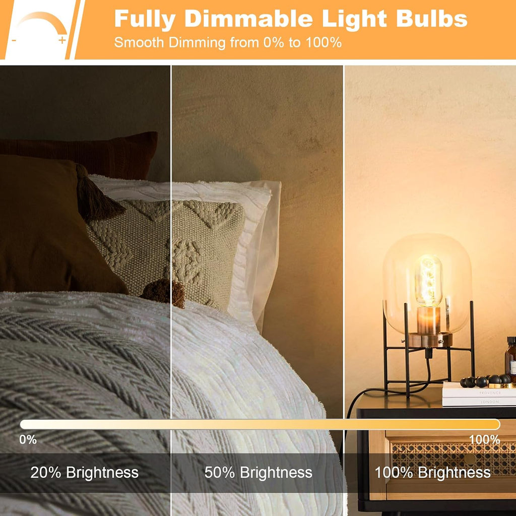 E26 LED Bulb 6W Equivalent 60 watt, Vintage Edison Bulbs, Warm White 2700K Clear E26 Edison Bulb dimmable,Tubular T14