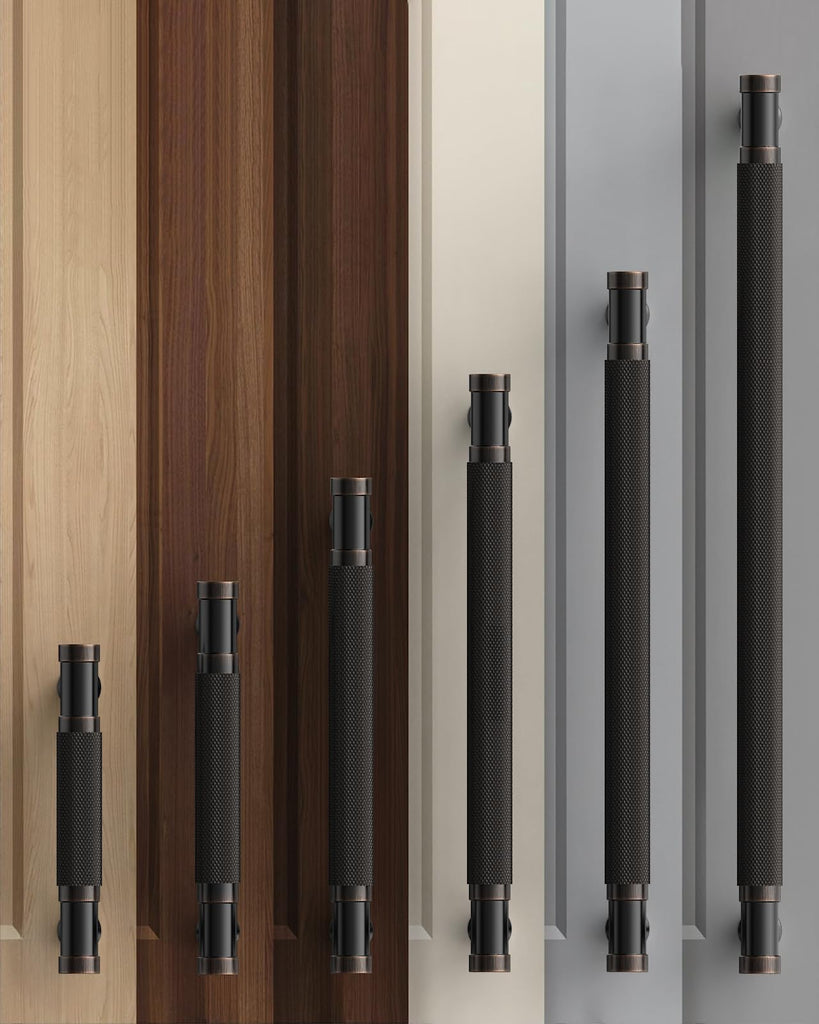 Oil Rubbed Bronze Knurled Cabinet Handles Kitchen Pulls 3.75 Inch 10 Pack