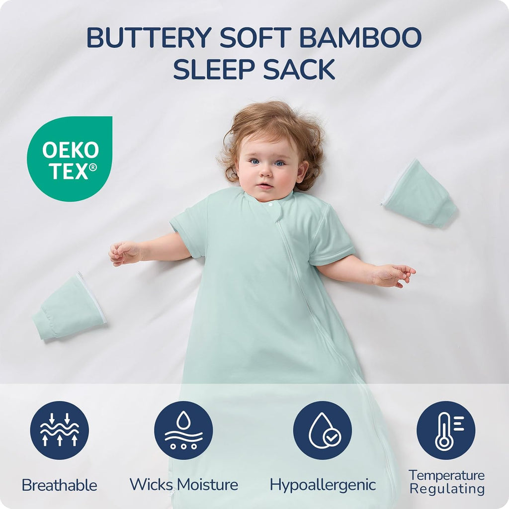 Rayon Made from Bamboo Sleep Sack, Detachable Sleeves - Adjustable Warmth to Prevent Overheating, 1.0 TOG