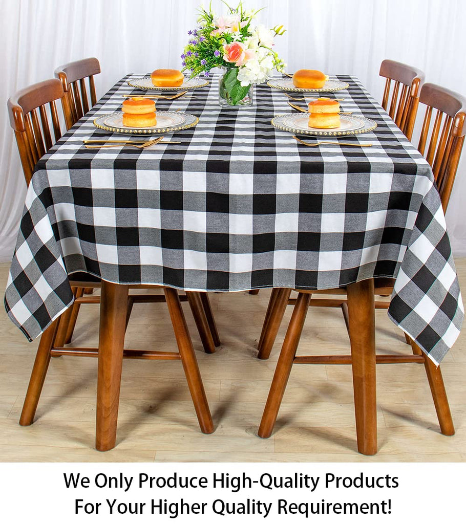 Checked Square Tablecloth 54x54-Inch Black and White Buffalo Plaid Tablecloth Washable Cotton Table Cover Gingham