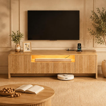 70" Fluted TV Stand for 75 Inch TV, Modern Media Console