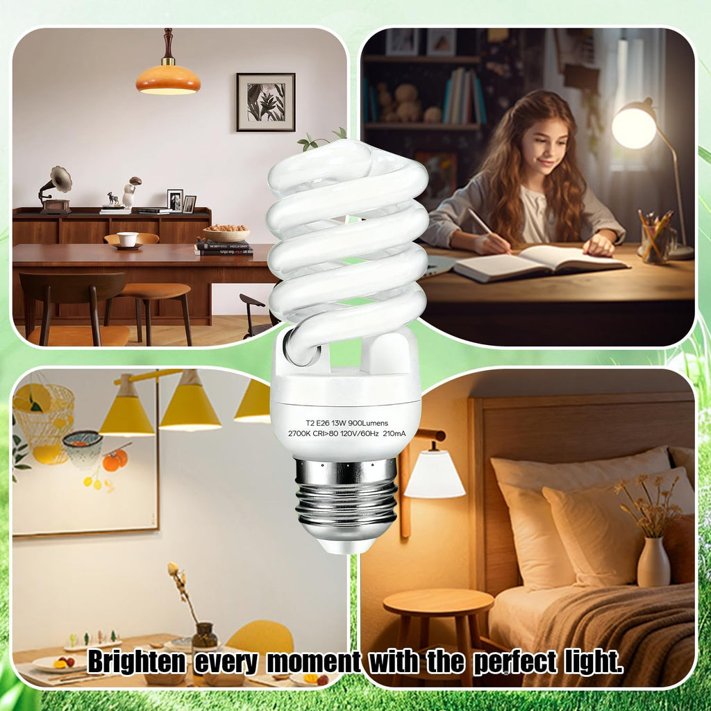E26 Base 13W 2700K 900lm CFL Light Bulbs Warm White (3-Pack)