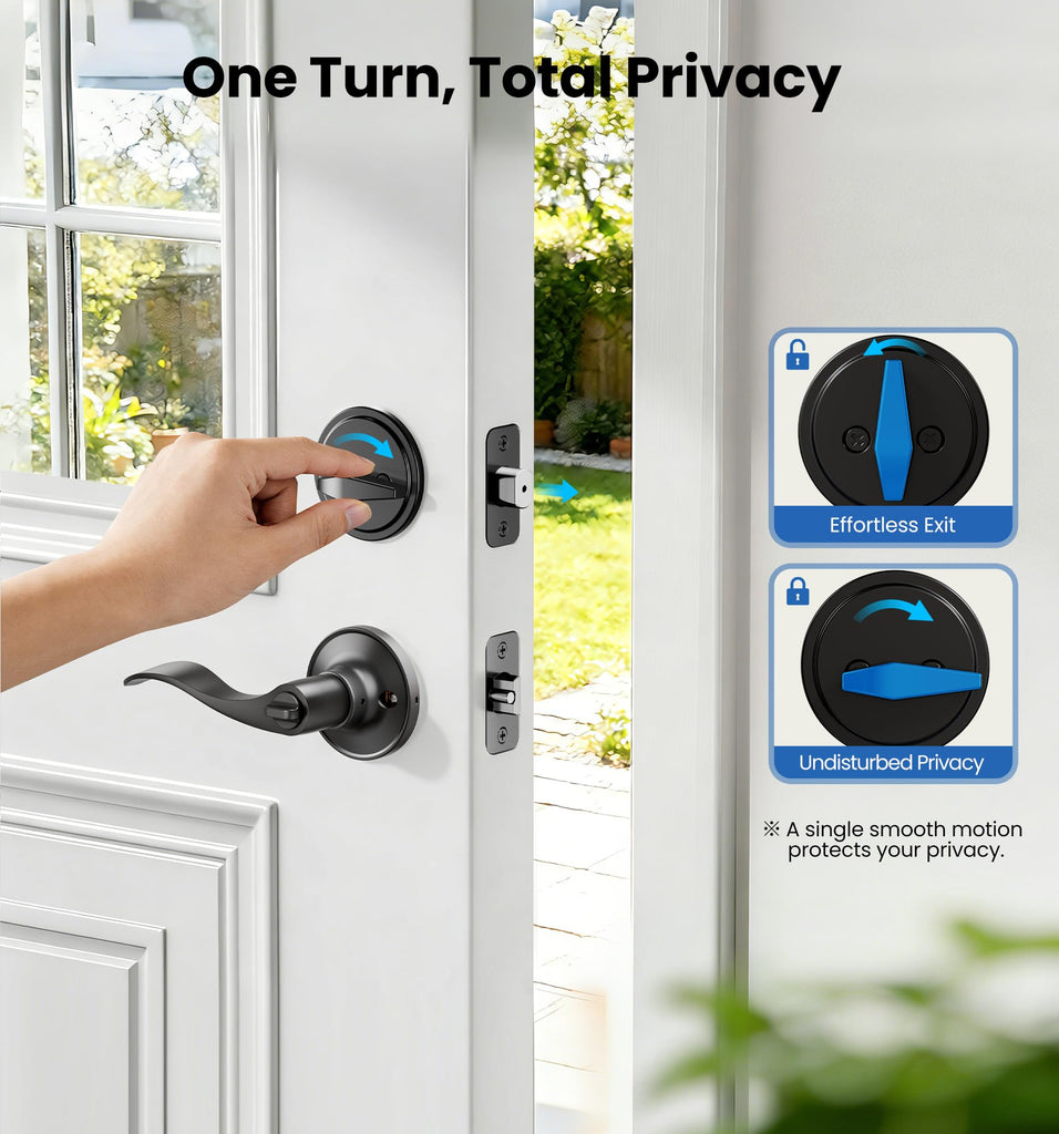 Keyed Alike Front Door Handle Lock Set with Deadbolt, Matte Black