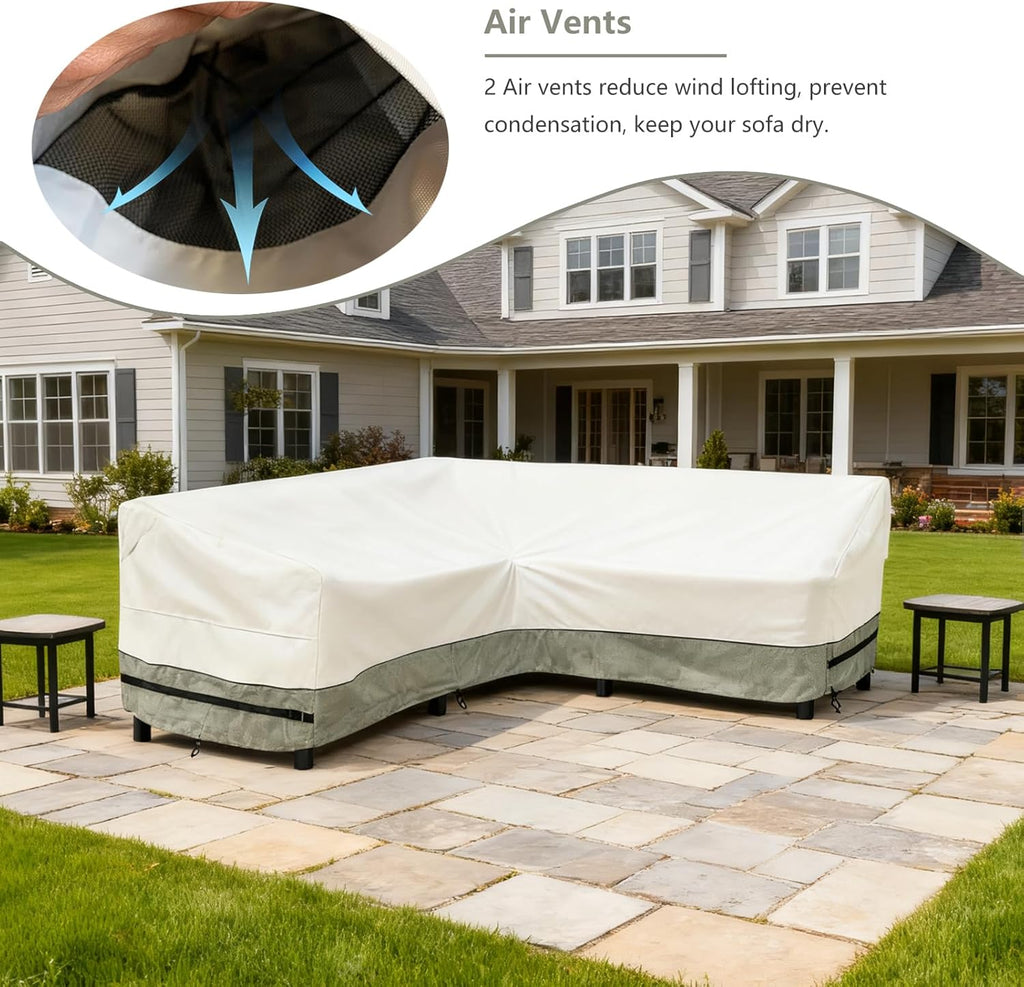 Outdoor Sectional Cover,V Shaped Patio Furniture Covers for 5-Seater Outdoor Sectional Furniture Couch 85"(85''L) x