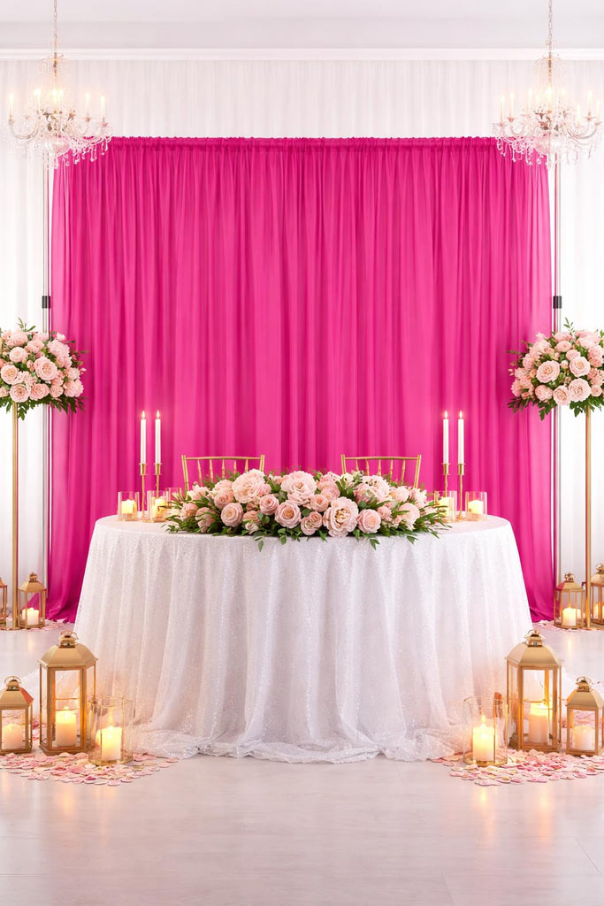 120" Wide (10Ft Wide) Sheer Voile Drape Panels for Backdrop, Wedding Events, Ceiling Drapes, Event Masking, & Decor