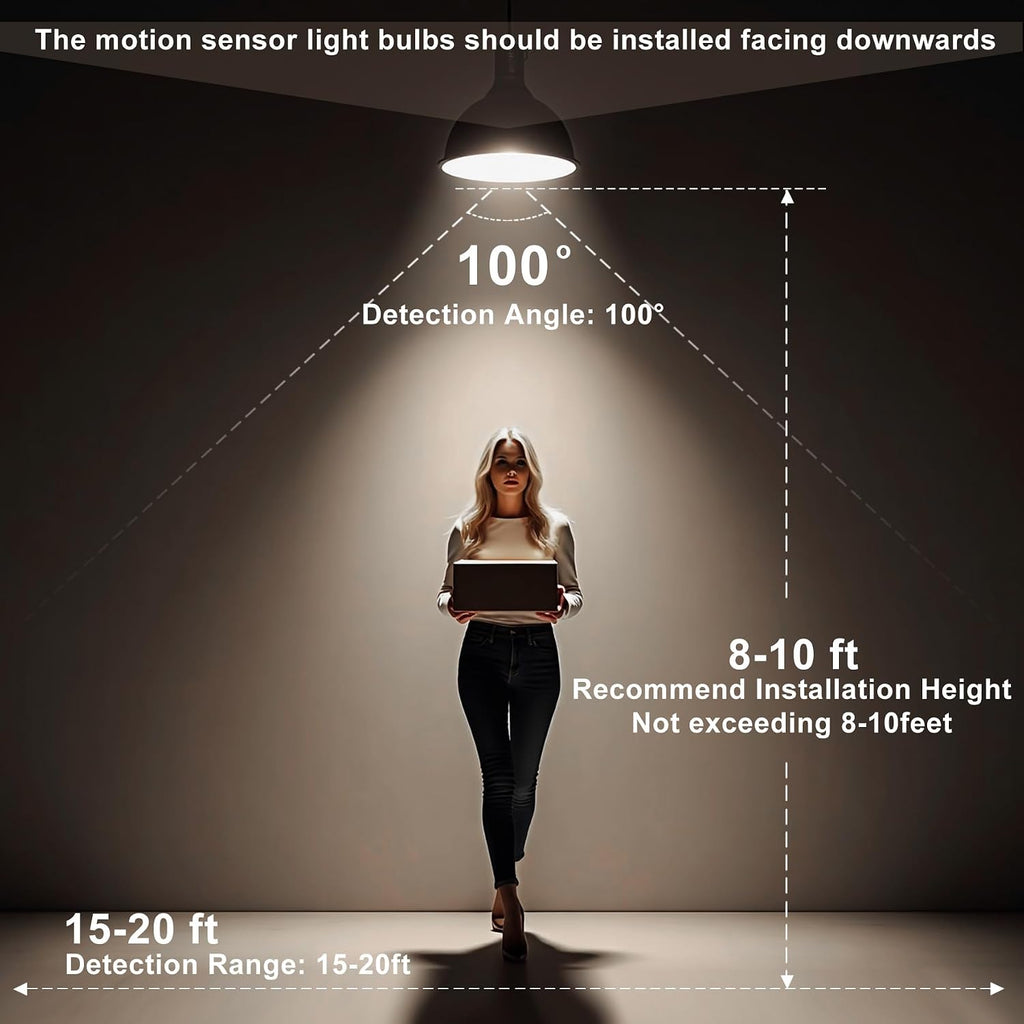 Motion Sensor Light Bulbs, 13W (100Watt Equivalent), Motion Activated Dusk to Dawn Security LED Bulb, A19 E26 5500K