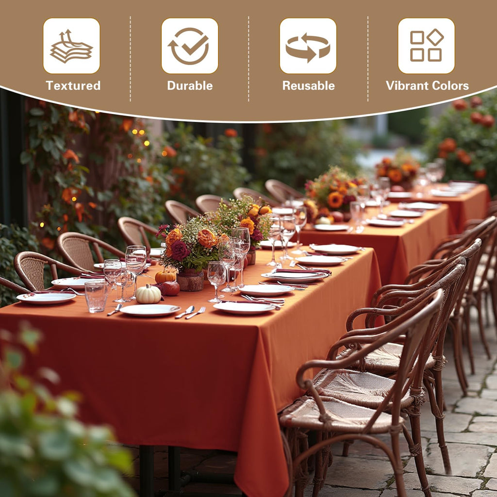 Thanksgiving Tablecloths Rectangular 54x108 Inch, 6 Pack Rust