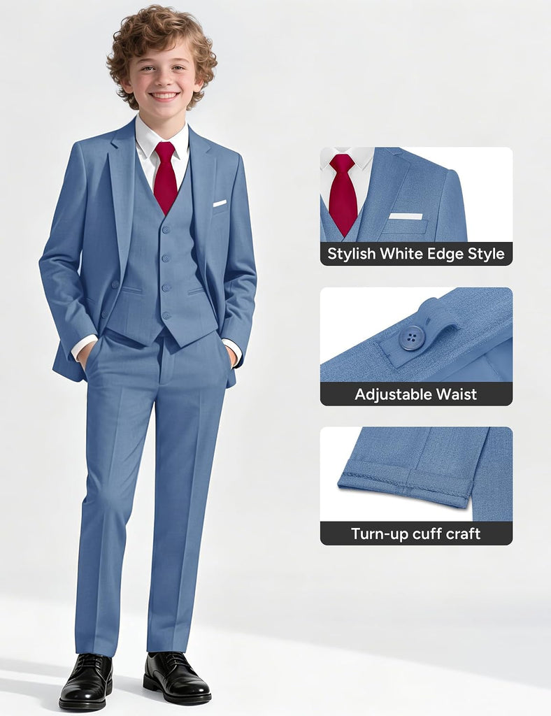 Boys' Formal Suit Set, with Suspenders, Adjustable Waist