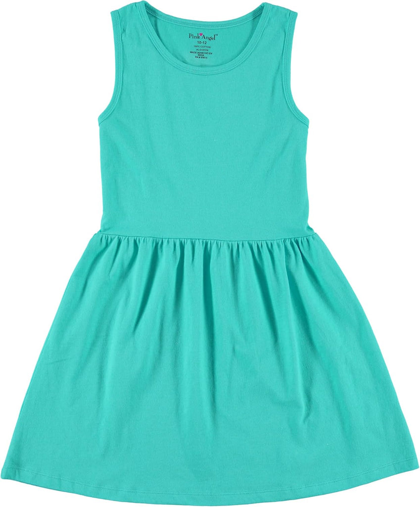 Pack Girls' Dresses, Kids Casual Fit and Flare Sleeveless Summer Dress & School Outfit, 100% Cotton