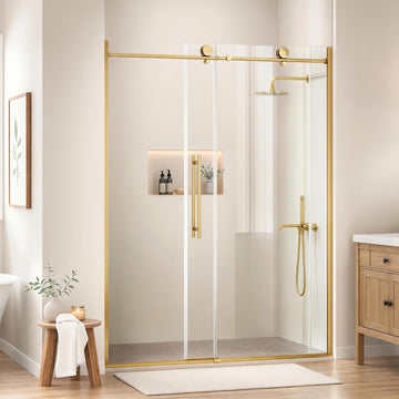Frameless Shower Door 56-60 in W x 75 in H, Sliding Shower Door with 5/16"(8mm) Clear Tempered Glass Shower Doors