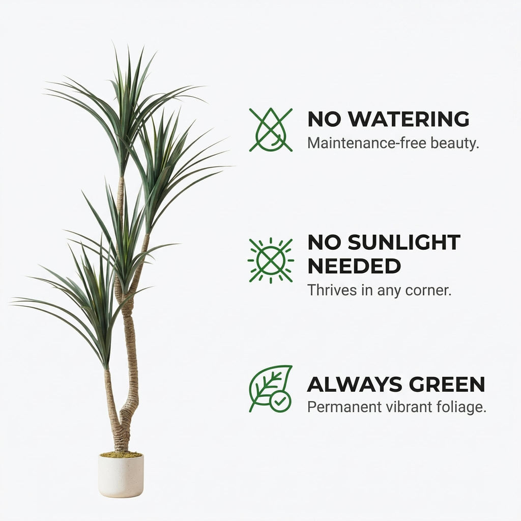 5.4FT Artificial Dracaena Plants with White Planter