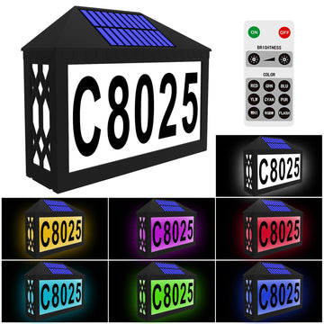 Solar House Numbers, Lighted Solar Address Number with Remote Control