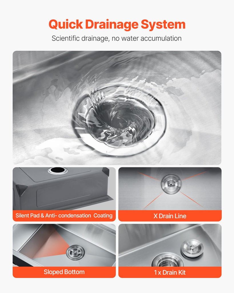 23 inches Workstation, Stainless Steel Undermount Sink