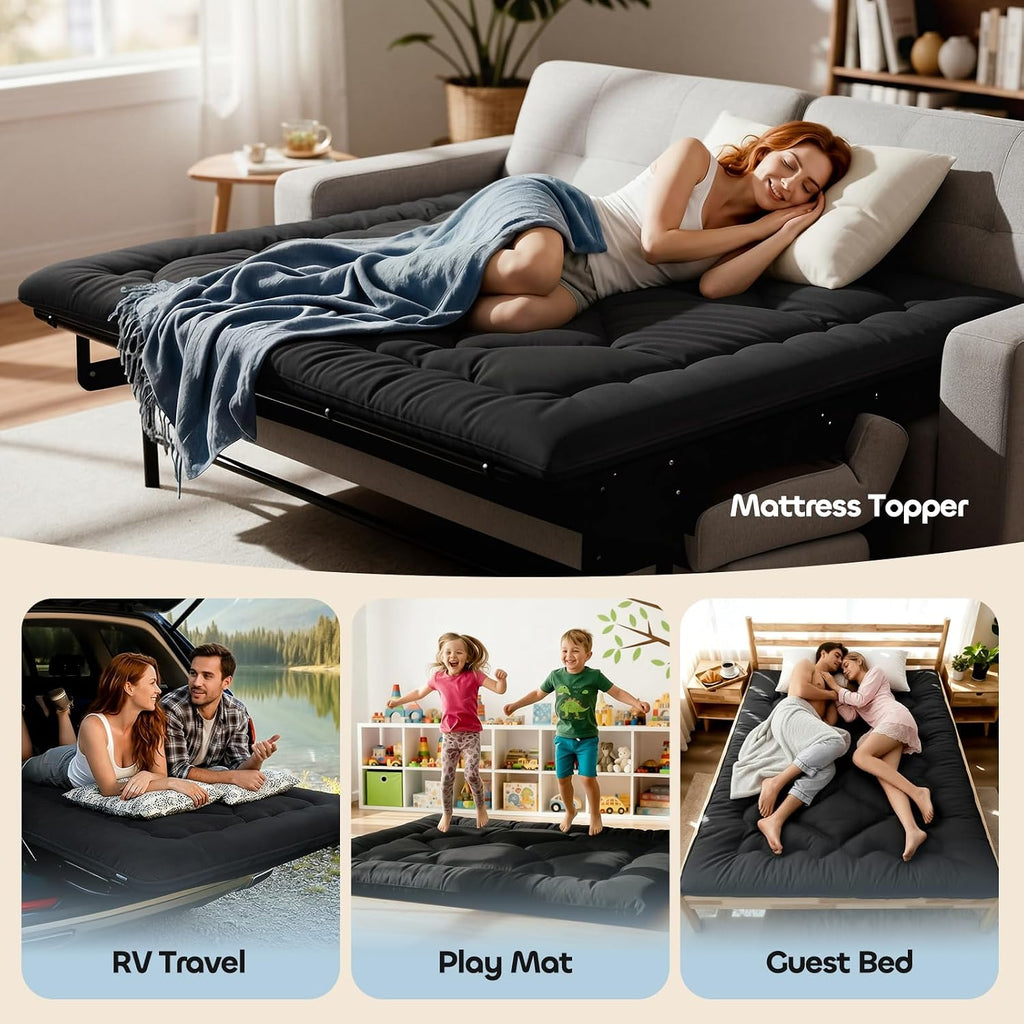 4" Thick Japanese Futon Mattress - Space Saving Foldable Floor Mattress for Guests, Dorms & Rooms, Portable Tatami