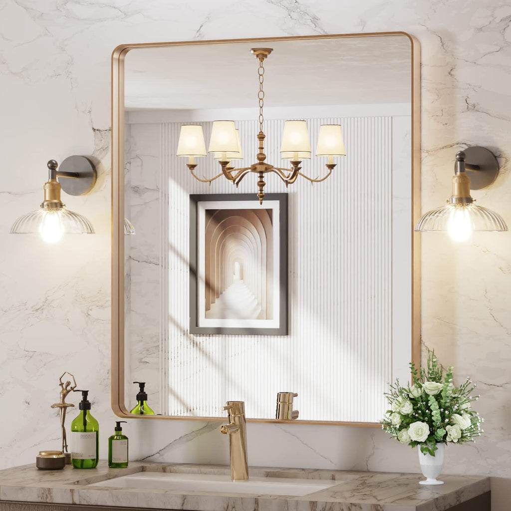30"X36" Gold Bathroom Mirror