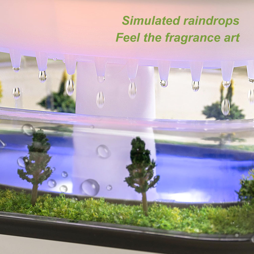 Rain Diffuser Essential Oil Diffuser, Cloud Humidifier Rain Water Drip Humidifier with Drip Music Micro