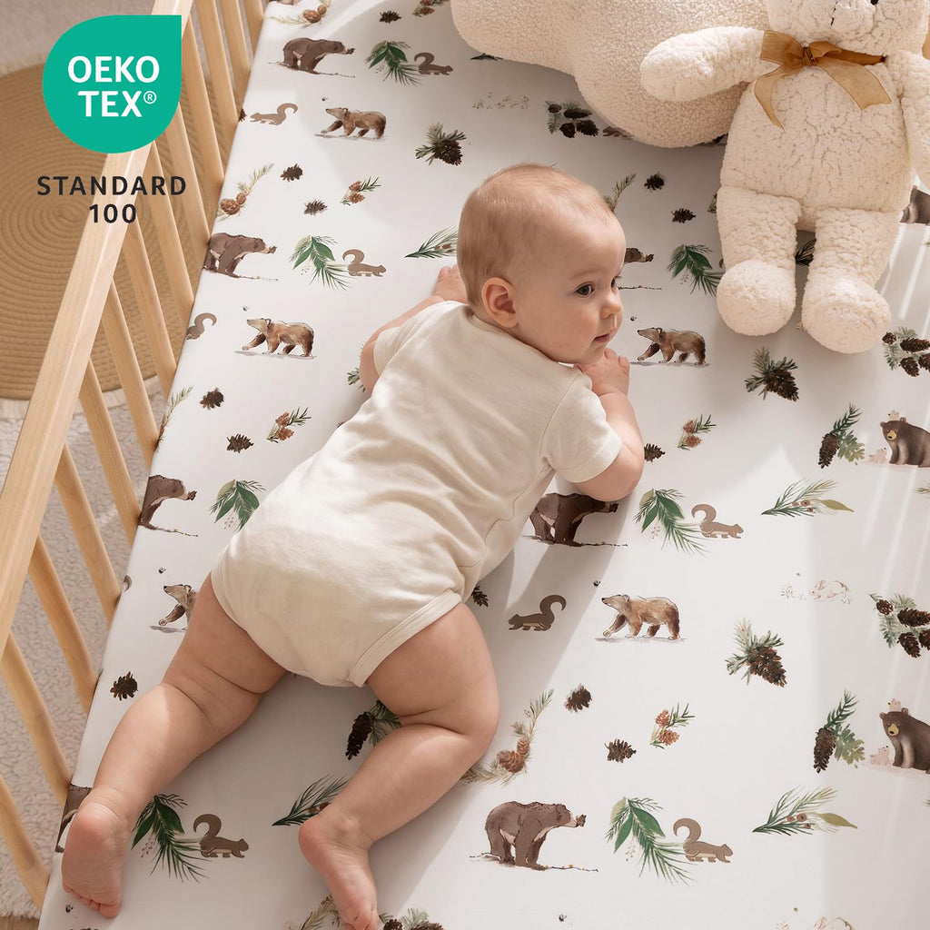 3 Pack Fitted Crib Sheets, Ultra Soft Breathable Comfortable Baby Sheet Set for Boys Girls Neutral, 28x52 Inch Fits