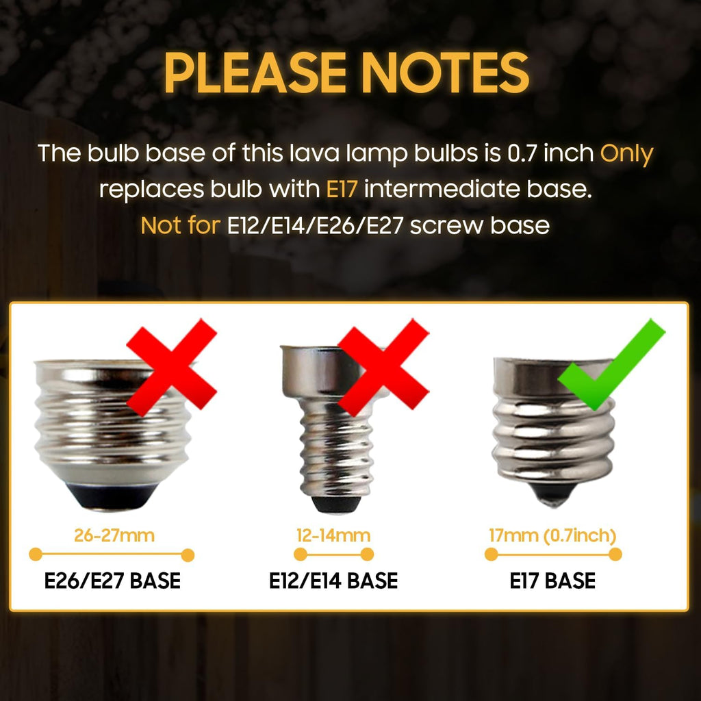 Lava Lamp Bulbs 40 Watt, S11 E17 Intermediate Base Replacement - Lava Lamp Replacement Bulb, Suitable