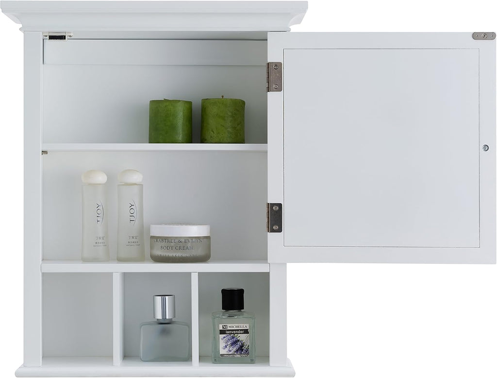 Neal Wooden Over The Toilet Bathroom Removable Wall Medicine Cabinet with 1 Adjustable Shelf 5 Storage Spaces 1