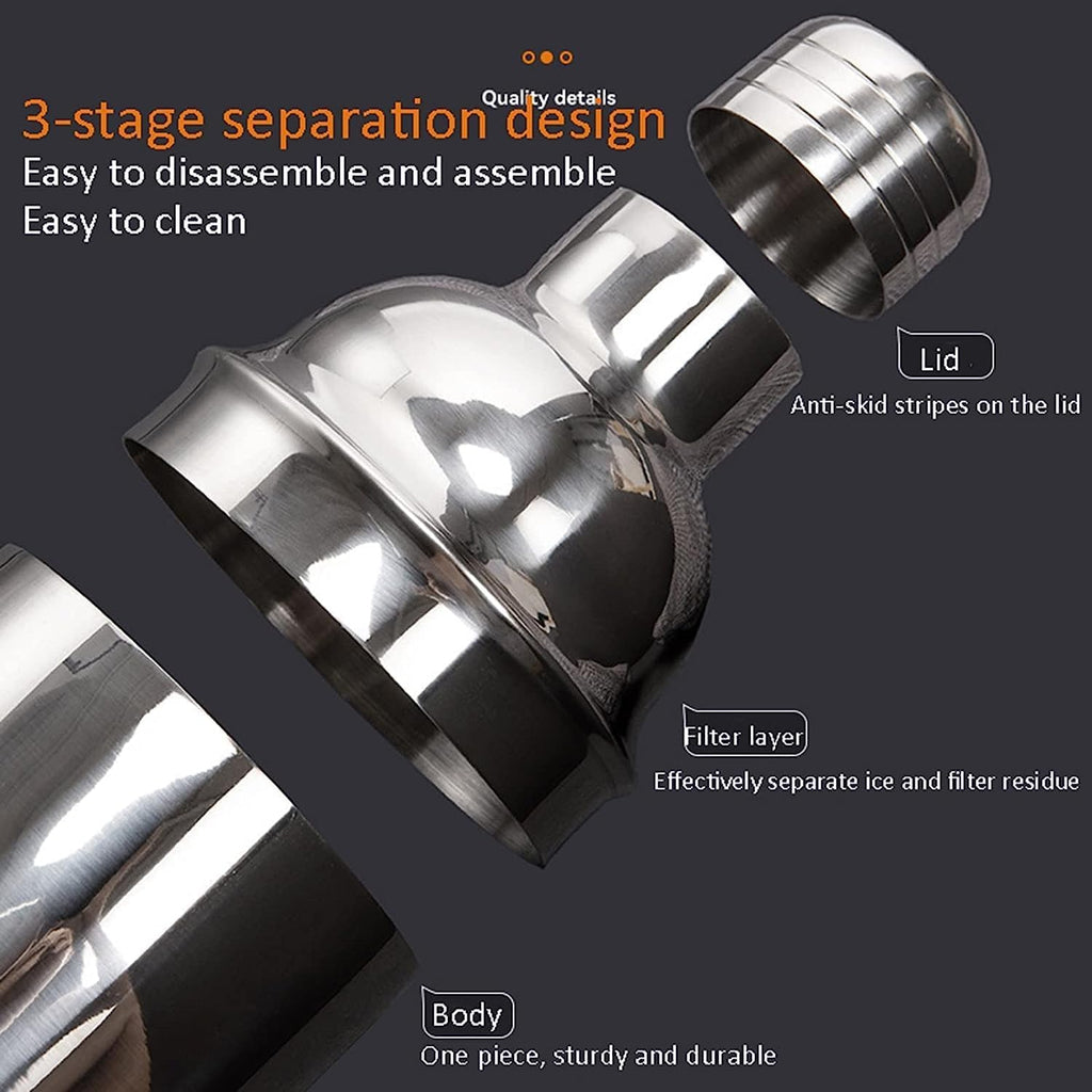 Shaker Set Cocktail Shaker Set Stainless Steel Bar Tool Bartender Kit with Wooden Display Stand Mixology - Set of 14