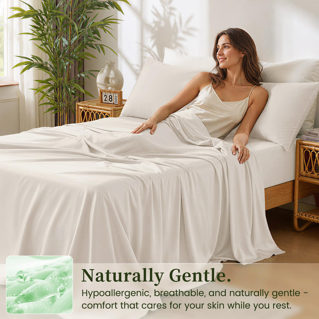 4pc Sheet Set, Viscose derived from Bamboo & Mulberry Silk