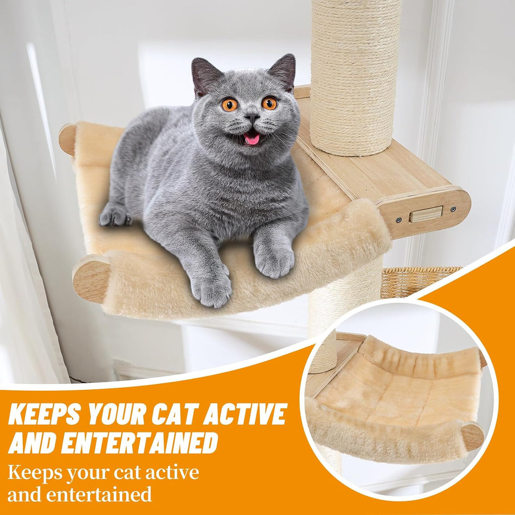 Floor to Ceiling Cat Tree, 77-105 in Corner Tower for Indoor Cats