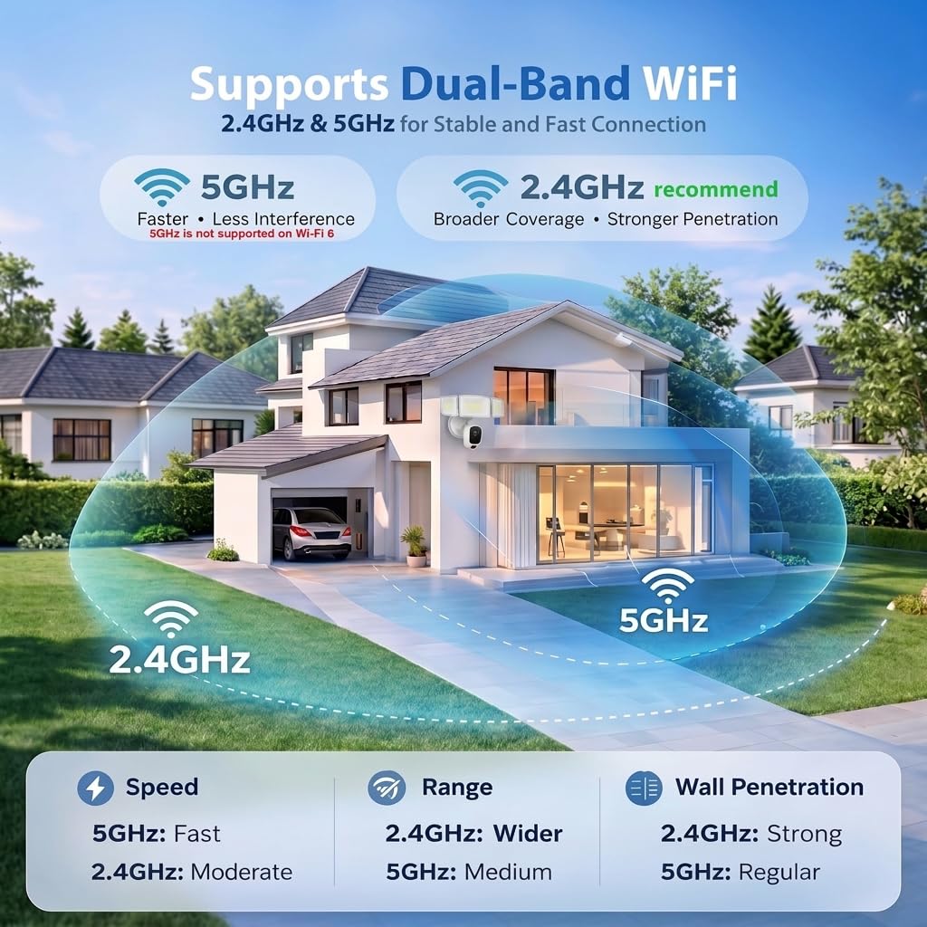 2K Floodlight Camera Plug&Hardwired, Smart Security Camera Outdoor