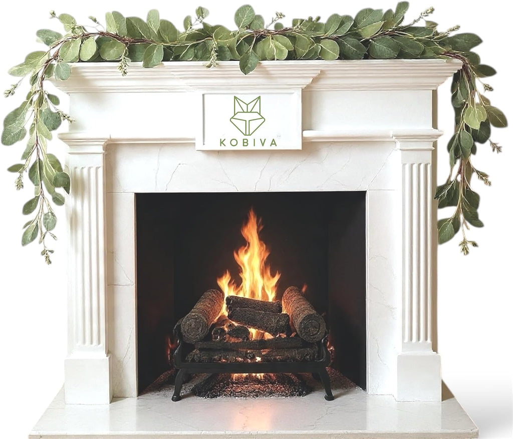Eucalyptus Garland 5.9", Artificial Greenery for Wedding, Mantle, Fireplace