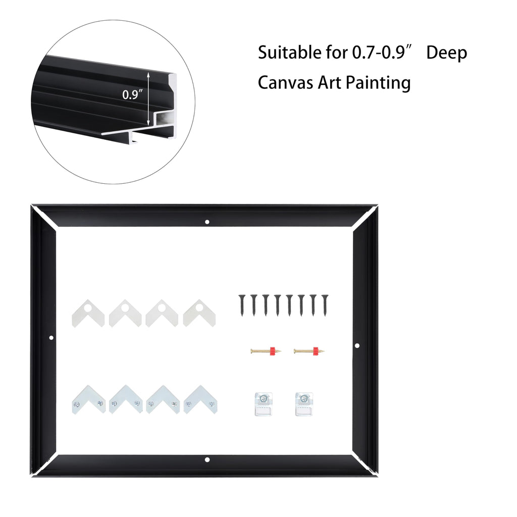 24x36 Canvas Frame, Floating Frame 0.9"Deep(24x36, Black)