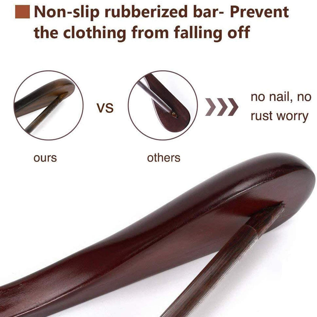 Wooden Extra-Wide Shoulder Suit Hangers for Coat and Pants, Walnut Finish, 6-Pack
