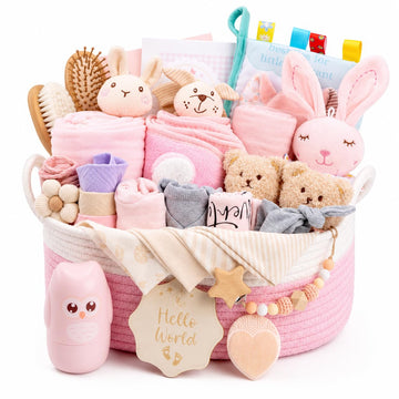30 Piece Baby Gift Basket - Luxury Curated Baby Gift Basket for Newborn