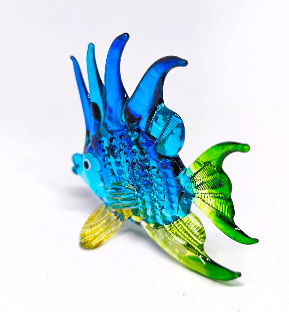 Handcrafted Blue Glass Fish Figurine Exquisite Hand Blown Aquarium Collectible Coastal Style Deco
