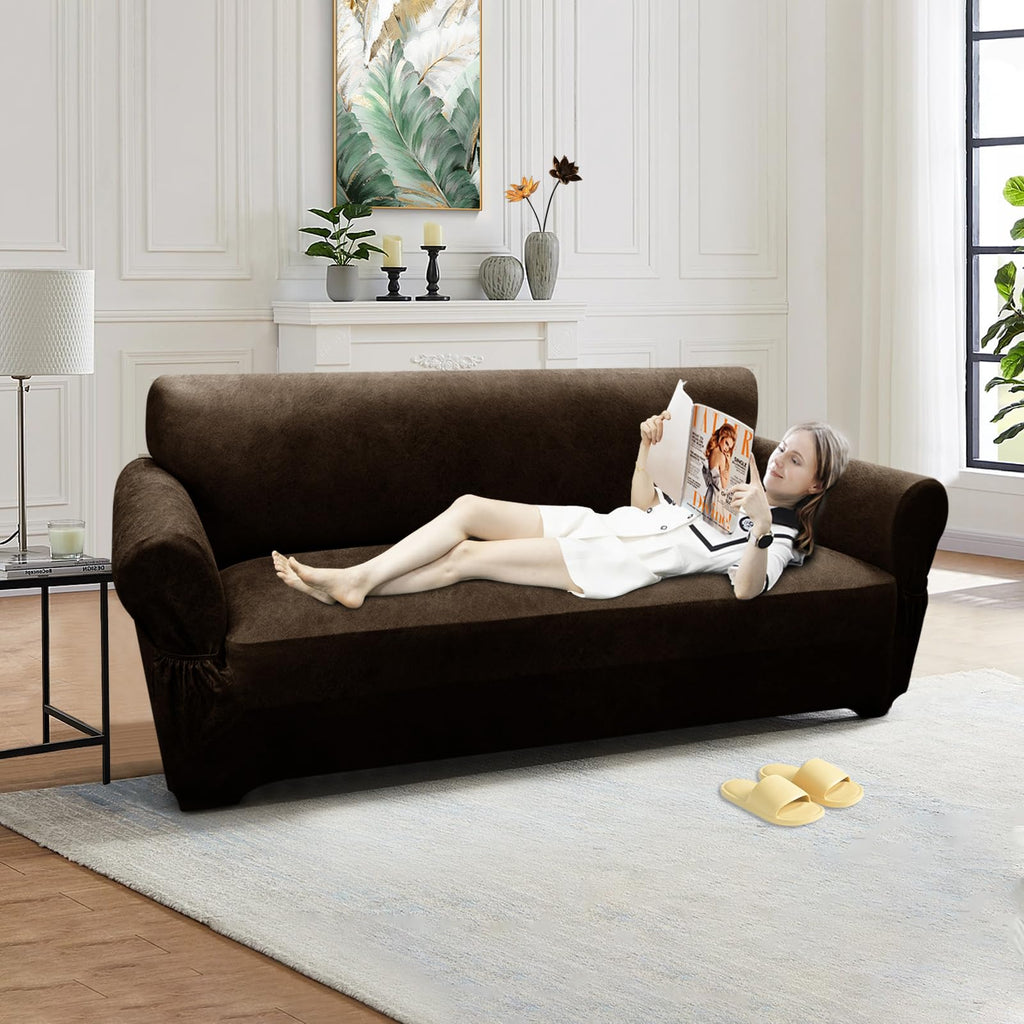 Loveseat Sofa Slipcover Leather Look Couch Covers for 2 Seater Couch Sofa 1-Piece Sofa Cover Stretch Furniture
