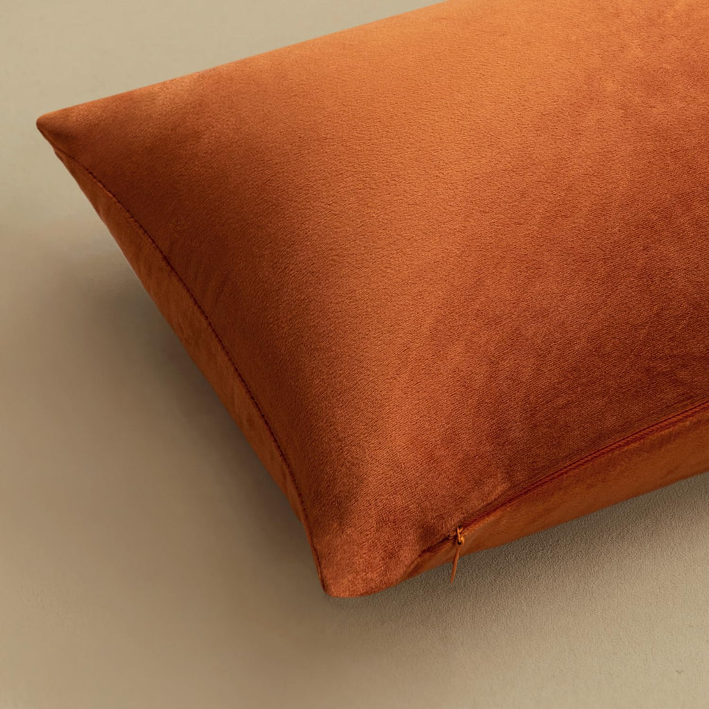 Velvet Fall Throw Pillow Covers 18x18 Inch Pack of 2 Rust