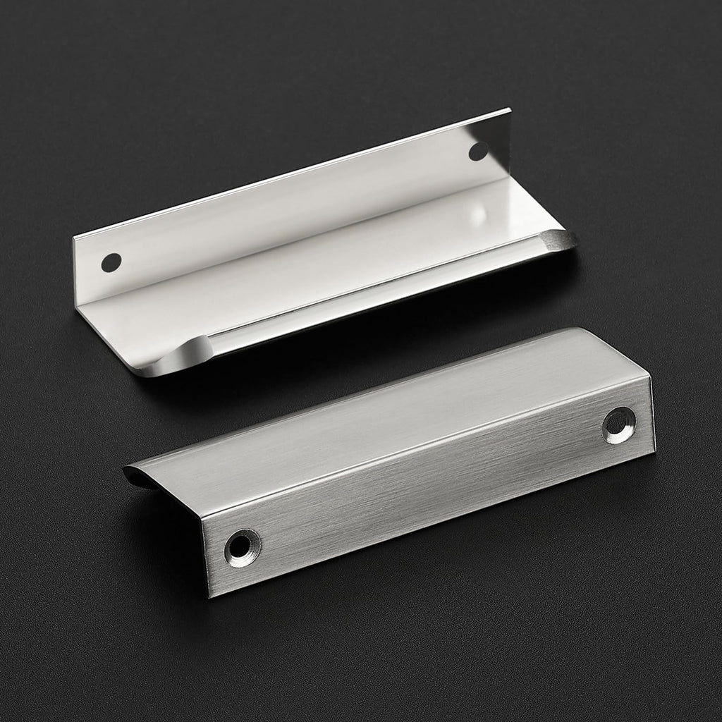 Brushed Nickel Cabinet Handles Finger Edge Pulls 4 Inch CC 6 Pack