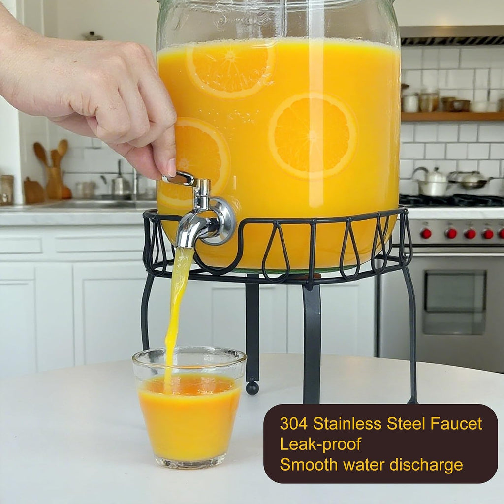 For Parties, Beverage Dispenser with Stand, Ice Cylinder and Stainless Steel Spigot 100% Leakproof, Beverage - Set of 2