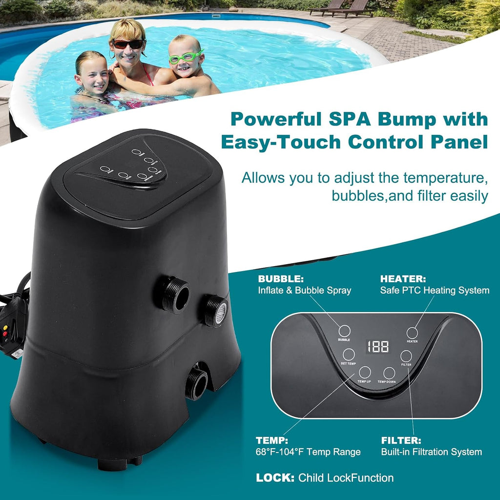 75" X 47" X 25" Inflatable Hot Tub, 1-2 Person Oval PVC Spa | Blow Up Hot Tub Portable Outdoor Spa with 100 Bubble