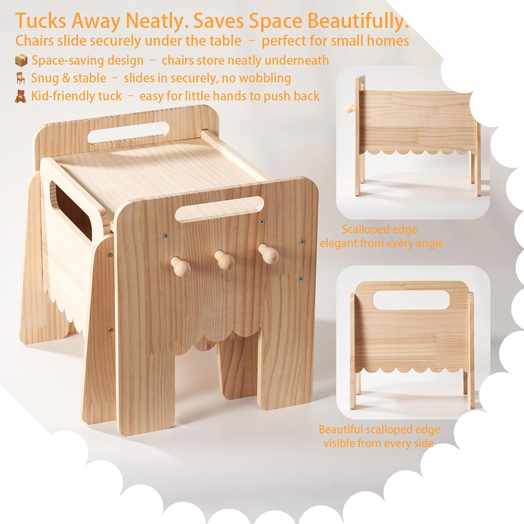 Weaning Table and Chair Set Solid Wood Height Adjustable Toddler