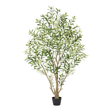 6ft Olive Trees Artificial Indoor, Tall Faux Olive Tree with Realistic Leaves and Lifelike Olives Fruits, Large Fake