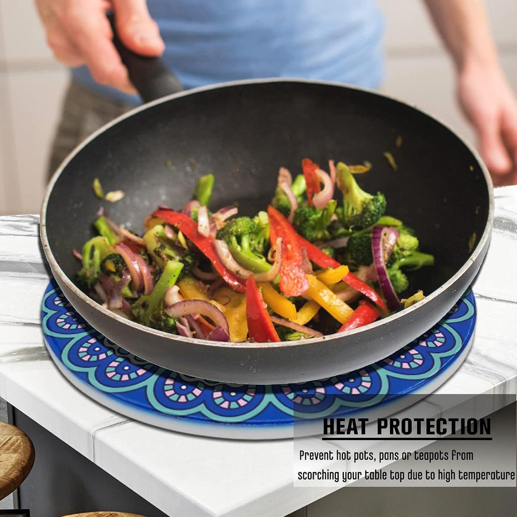 Ceramic Trivet for Hot Pots and Pans, Large Heat Resistant Mats with Cork Base, Trivets for Hot Dishes, Extra Thick - Set of 2
