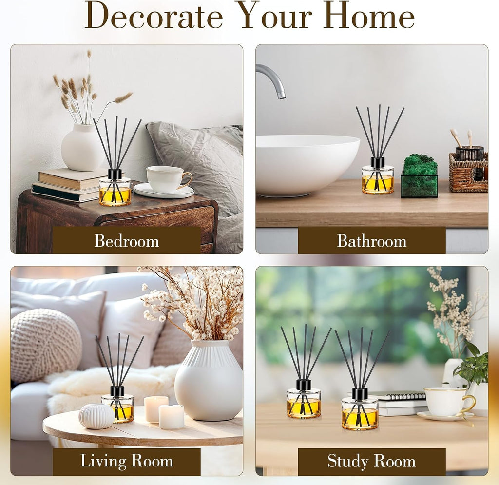 Set Reed Diffuser Bottles, 100ml Glass Jars with Stick, Clear - Set of 2