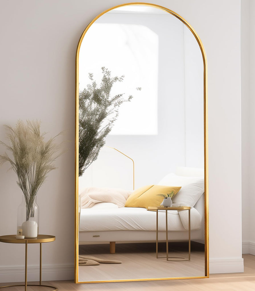 Full Length Mirror, 78"x38" Oversize Arch Floor Length Mirror (Gold)