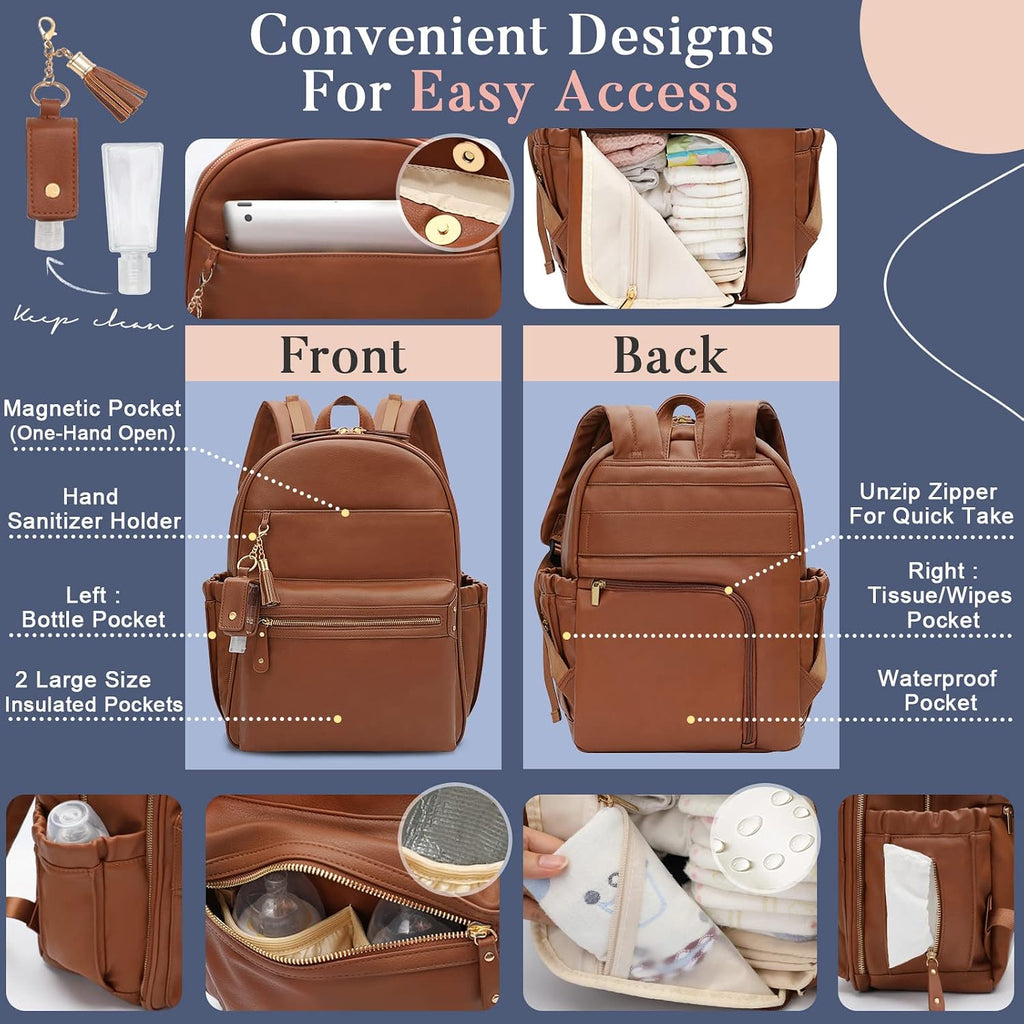 Diaper Bag Backpack Leather Diaper Bag(Regular Size & Mini Size)
