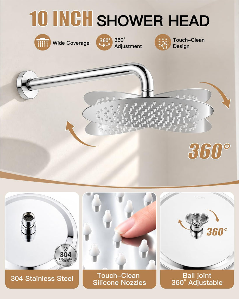 Shower Faucet Set with Rough-in Valve Trim Kit,Polish Chrome